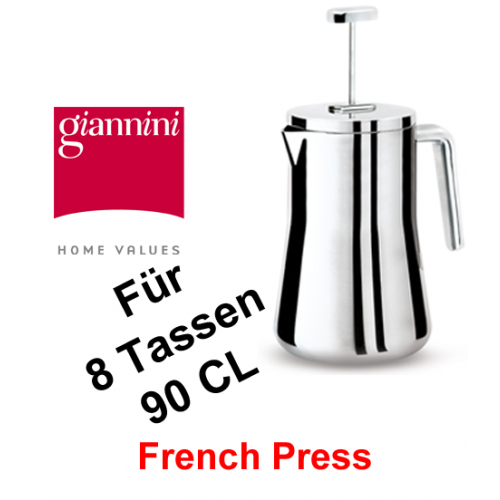 Giannini,8 Tassen, 90 cl, French Press, Edelstahl, Aufgusskanne, Pressstempelkanne, Thermofunktion