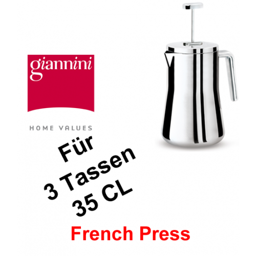 NICHT MEHR LIEFERBAR: Giannini,3 Tassen, 35 cl, French Press, Edelstahl, Aufgusskanne, Pressstempelkanne, Thermofunktion
